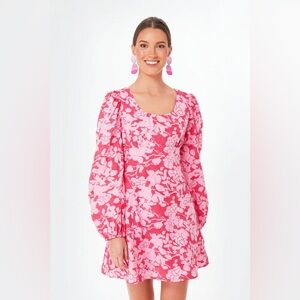 Tuckernuck Hyacinth House Red & Pink Balloon Sleeve Sienna Mini Dress XLarge NWT